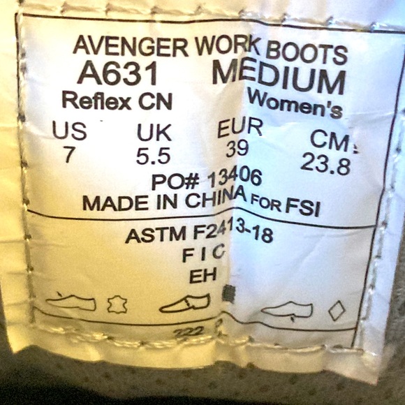 AVENGER Work Boots Reflex LIKE NEW CONDITION! Sz 7 Women’s M, With SAFETY TOECAP - Picture 11 of 13